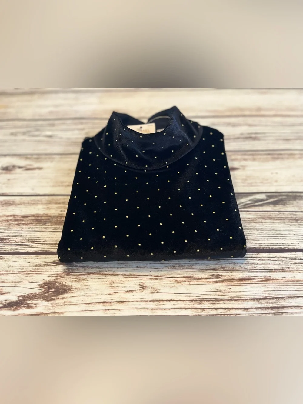 New Michael Kors Black Velvet Mock Neck Top Large Gold Studs  Holiday Wear NWT